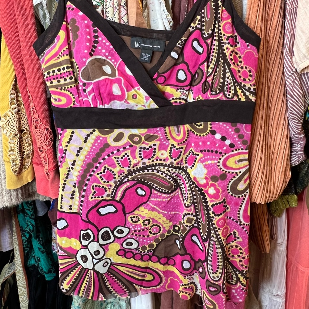 INC International Concepts Funky Retro Vibe Cami Size Large EUC